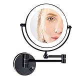QISUO Wand-Make-up-Spiegel mit Lichtern und Vergrößerung, Schminkspiegel für Badezimmer, beidseitig ausziehbar, 360 Grad drehbar, Steckdosenbetrieb, Bohren (Size : 5X)