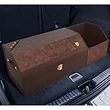 Auto Kofferraum Organizer Aufbewahrungsbox für Jaguar F-PACE F-Type Coupe I-PACE Leder Kofferraum Box Autotasche Rutschfester Mit Deckel Langlebig,Brown Style-S+M