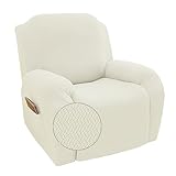 FANSU Stretchhusse für Relaxsessel Sesselbezug, 2 Sitzer Sesselschoner für Recliner Stuhl Sessel, Jacquard Stretch Sofabezug, Dick Elastisch Bezug für Fernsehsessel Liege (Weiss,1 Sitzer)