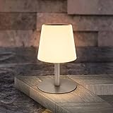 LED-Solar-Tischleuchte Außen warmweißes/warmes gelbes solar Outdoor tischlampe kabellos 2 in 1 Solarladung&USB Aufladung Dimmbar Dekolampe mit Fernbedienung Für garten camping Tisch Hotel (grau)