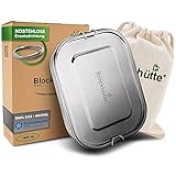 Blockhütte Premium Edelstahl Brotdose I 1400ml I Inkl. Austauschdichtung & Trennwand. I Die verbesserte Lunchbox ist auslaufsicher. & kinderleicht zu Reinigen. I Für Kinder & Erwachsene.