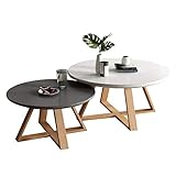 XIBANY Satztische, 2er-Set für kleine Räume, Moderne runde Couchtische aus Holz, Sofatische mit Buchenholzbeinen, 20' x 15,7' + 27,5' x 17,7' Feito NA China