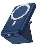 Wireless Power Bank, Yiisonger 10000mAh Faltbarer Magnetische Powerbank Mini PD 22.5W Schnellladen mit LED Display, Akkupack Kompatibel mit MagSafe für iPhone 14/13/12 Pro/Pro Max/Plus/Mini (Blau)