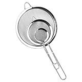 Relota 3 Stück Sieb Set 19/25/36.5 cm, Küchensieb Edelstahl mit Verstärktem Griff, Poliert Metall Feinmaschiges Seiher Perfekt zum Sieben, Abtropfen Nudeln, Quinoa, Puderzucker, Gemüse, Obst, Tee