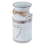 Happyyami Tischdeko Heart Pattern Plant Holder Rustikalen Vintage Bauernhaus Shabby Eimer Verzinkt Primitive Vase Französisch Land Krug Vase für Dekoration Plant Display Pot Flower Bottle Blumenvase