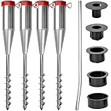 4er Set Schirmständer Rasen Sonnenschirmständer Sand 25-60mm Bodenanker Sonnenschirm Strand Erdanker Zum Eindrehen Bodenhülse Wäschespinne Garten Erddübel Erdspiess Metall Hülse Bodendübel