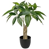 45CM Kunstpflanze Pachira Aquatica Künstliche Pflanzen Glückskastanie Bonsai im Topf Dekopflanze Zimmerpflanze für Badzimmer, Esszimmer, Wohnzimmer Dekoration