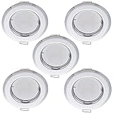 YanFeiYit 5x LED Einbaustrahler rund - Chrom 3 Watt 230V dimmbar Ø 52-71 mm Lochmaß – Einbau-Spot Decken-Strahler Deckeneinbaustrahler Deckenspot Deckeneinbauleuchte (Warmweiß 3000K)