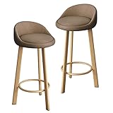 FAIRUO Counter Höhe gepolstert Barhocker mit Holzbeinen Barhocker mit zurück für Insel Küche Esszimmer, Satz von 2, Leinen (Brown,80cm)