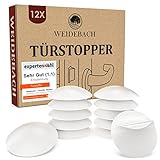 WEIDEBACH® 12x dezente Türstopper Wand, weiße Türpuffer, 40x8 mm selbstklebend, Elastikpuffer für jede Oberfläche, Gummistopper, Türpuffer Wand, Puffer