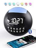 MINORZ Wecker Digital mit Bluetooth-Lautsprecher, Lichtwecker mit 42 White Noise Machine, Doppel Wecker Laut mit Typ C & USB-Ladeanschluss, Nachttischwecker für Kinder Mädchen Junge, Snooze - 12/24H