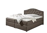 Maintal Boxspringbett Amber, 160 x 200 cm, Stoff, 7-Zonen-Kaltschaum Matratze h2, Braun