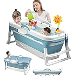 Einesin 3 in1 Faltbare Badewanne für Kleinkinder & Kinder, Erwachsene, Haustier, große mobile Badewanne, Tragbare Kunststoff Badewanne für Dusche,mit abnehmbarer Bezug (118 * 62 * 54 CM)