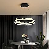 Moderner Kronleuchter mit warmem Licht, 3000 K, Schneeberg-Form, für Esszimmer, Schwarz, Gold, Grau, LED-Pendelleuchte, künstlerische Hängeleuchte aus Metall und Acryl mit Fernbedienung Dignified