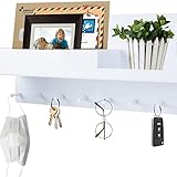 VOIMO Schlüsselbrett mit Ablage, Modern Schlüsselhalter Wand Schlüssel Organizer, 8 Haken Schlüsselboard mit Wandorganizer & Briefablage zur Schlüssel Aufbewahrung für Wohnzimmer, Küche (Weiß)