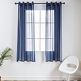 CUCRAF Gardinen Transparente Blaue Paneele für Wohnzimmer Schlafzimmer Fenster Behandlung Tülle, 2er-Set (H175CM X B140CM, Blau)