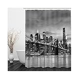 Shower Curtains Gray, Duschvorhang Badewanne Waschbar Stadt Duschvorhang 90x180 Polyester Bad Vorhang Badezimmer Dekoration