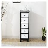 Massivholz-Schubladenschrank, Retro-Spind-Aufbewahrungsschrank for Schlafzimmer Wohnzimmer YIJIAN (Farbe : Black+White 5 Drawers 30x30x97cm)