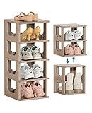 HAIXIN Schuhregal 5 Ebenen Schuhablage schmal braun Shoe Rack Schuhschrank Schuhaufbewahrung platzsparend stapelbar Schuhständer für Eingangsbereich, Flur,Schlafzimmer