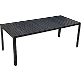 Outsunny Gartentisch Aluminium Tisch Garten Terrasse Holz-Kunststoff WPC Non-Wood schwarz