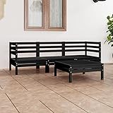 Nice Cool-4-teiliges Gartenlounge Set aus massivem Kiefernholz, Schwarz
