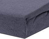 Molton Spannbettlaken | Farbenfrohes Thermo Fleece | Spannbetttuch, Bettlaken in vielen Größen und Farben (180 x 200 cm - 200 x 200 cm, Anthrazit/Grau)