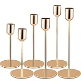 Tonsooze Kerzenständer 6 Set Gold Metall Kerzenhalter Stabkerze Hoch Kerze Stand 34/28/24cm Vintage Kerzen Ständer für Kerzenständer Dekorationen für Valentinstag Weihnachten Hochzeit Esszimmer