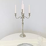 Kerzenleuchter Kerzenständer 63cm 5-flammig vernickelt Silber für Event & Hochzeit mit Samtfuß von Dekowelten