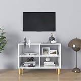 TEKEET Home Furniture TV-Schrank mit Beinen aus Massivholz, weiß, 69,5 x 30 x 50 cm