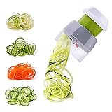 Spiralschneider Gemüse Hand für Gemüsespaghetti 4 in 1 Gemüse Spiralschneider Zoodle Maker für Karotte, Gurke, Kartoffel, Kürbis, Zucchini, Zwiebel