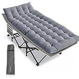 DRMOIS Camping Betten Feldbetten Klappbar, max Statische Belastbarkeit 260 kg Campingliege für Outdoor Camping Reisen Home Lounging Verwenden-Graumit Matratze