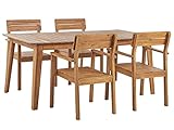 Gartenmöbel Set Akazienholz Hellbraun Gartentisch mit 4 Stühlen modern Fornelli