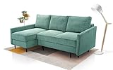 Siblo Sofa mit Schlaffunktion 220x110x137 cm - Elegante Ecksofa mit Schlaffunktion - Couch L Form 3 Sitzer für Wohnzimmer - Komfortables Schlafsofa - Sofa 3-Sitzer - Grün - Links