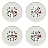KHG 4er Set Pizzateller, extra groß mit 30cm Durchmesser in Italian Cuisine Print, perfekt für Gastro und Zuhause, hochwertiges Porzellan, Spühlmaschinengeeignet