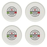 KHG 4er Set Pizzateller, extra groß mit 30cm Durchmesser in Italian Cuisine Print, perfekt für Gastro und Zuhause, hochwertiges Porzellan, Spühlmaschinengeeignet