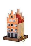 dobar® Green Label 27051FSCe Buntes Vogelfutterhaus Salzstraße Hängend - Kleine Vogelvilla Multiplex-Holz - Vogelfutterstation mit Futtersilo - Vogelhaus zum Hängen -19 x 19 x 30 cm - Orange