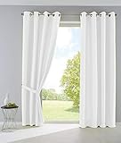 2er Set Vorhänge Blickdicht Gardinen Matt Lichtdurchlässig »Palermo« mit Ösen und Raffhalter Dekoschal HxB 245x140 cm Weiß, 10000265-2