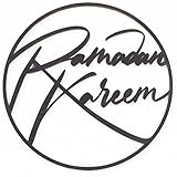 Papierdrachen Ramadan Dekoration aus Holz zum Aufhängen - Holzring schwarz Ramadan Kareem - Wiederverwendbare Deko- mit elegantem Band - Durchmesser 22cm