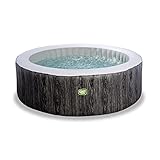 EXIT Toys Wood Deluxe Whirlpool - ø204x65cm - Aufblasbarer Jacuzzi Outdoor - für 4 Personen - Inkl. Heizung, Filterpumpe und Isolierende Abdeckplane - 140 Luftdüsen – Extra Solide Wände – Dunkelgrau