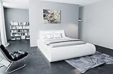 Boxspringbett Sorano Leder mit LED Licht Podest Hotelmatratze Lederbett in 140x200 160x200 180x200 200x200 200x220 (180 x 200 cm, Weiß)