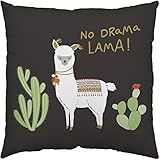 H:)PPY life Kissen Motiv 'Lama'| Zierkissen, Baumwolle, 40 cm x 40 cm | Kissen mit Spruch | 45551