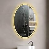 HYQHYX Rahmenlos Lichtspiegel Oval LED Badezimmerspiegel mit Touch-Schalter Dimmbar Wandspiegel Warmweiß/Kaltweiß/Neutral (Size : 500mm*700mm)