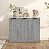 JUNZAI Sideboard, Schlafzimmer Kommode, Komodenschrank, Küchenschrank, Commode, Flurkommode, Schrank, Schlafzimmerkommode, Grau Sonoma 90,5x30x70 cm Holzwerkstoff