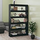 Higsose Bücherregal/Raumteiler Organizer Holz Regal Schmal Holzregal Vielseitige Regal Vitrinenschrank Raumteiler Holz Standregal BüCherregal Wohnzimmer Möbel Schwarz 100x30x166 cm