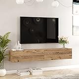 [en.casa] TV Hängeboard Lapinlahti Lowboard Hängeschrank 180 cm TV Board Fernsehtisch Wandregal hängend Eiche rustikal