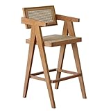 TongNS1 Barhocker, massiver Rattan gewebter Barstuhl, Haushaltsbarhocker Freizeitstuhl, geeignet für Bars, Cafés und Heimgebrauch A,52 * 50 * 107CM