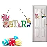 Eolaks Oster-Holzanhänger | Osterhasen-Ei-Deko aus Holz - hängende Ornamente mit Seil für Osterbaum-Party-Dekorationen zum Basteln