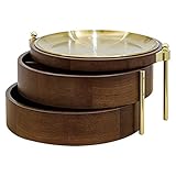 KIHENE Obstkorb Neue Holz Haushalt Doppelschicht Obsttablett Licht Luxus Wohnzimmer Couchtisch Trockenfrüchte Aufbewahrungsbox Snack Candy Box Tablett Obstschale Everything is fine