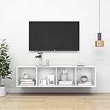 Bussandri Exclusive - TV-Wandschrank Hochglanz-Weiß 37x37x142,5 cm Holzwerkstoff