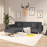 Festnight Sofa 2 Sitzer Sofa Mit Schlaffunktion Schlafsofa mit 2 Kissen und Fußhocker Schlafcouch Couch Mit Schlaffunktion Schlafsofa 2-Sitzer Sofa Wohnzimmer Multifunktionale Sofa Dunkelgrau Stoff